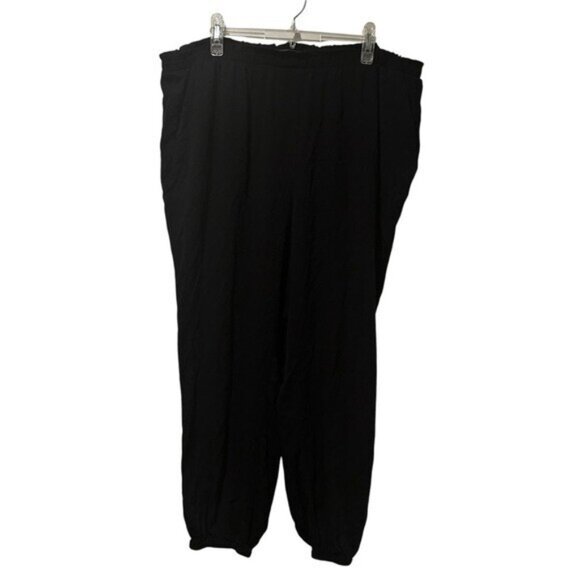 Torrid 2 / 2X Tall Pull On Washable Gauze High Rise Jogger Black Pants Plus Size - Picture 1 of 6